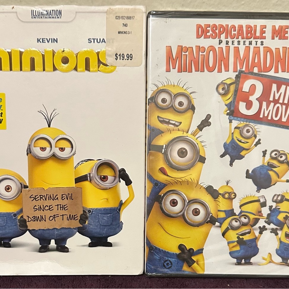 Lot of 2 Minions DVDs New sealed very funny family movies 2011 and 2015